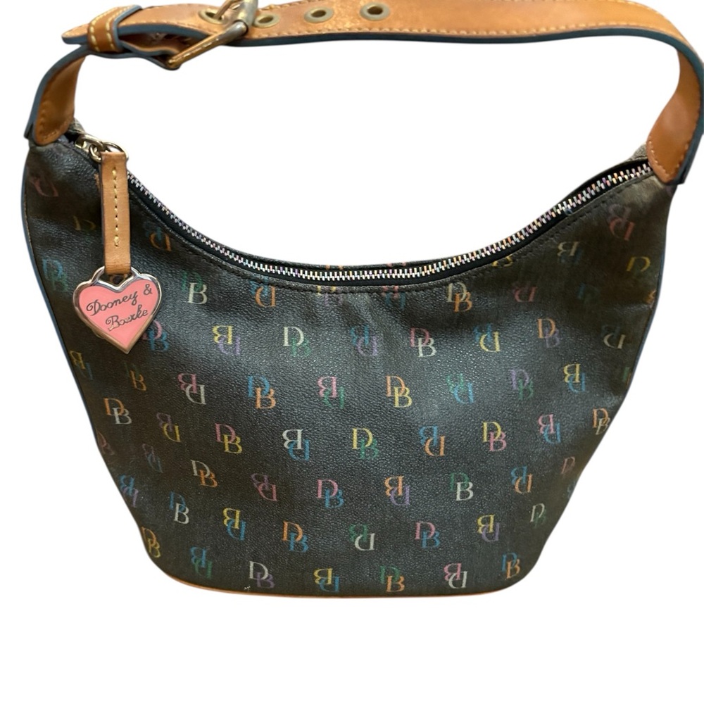 Dooney & Bourke Black Multicolor Logo Hobo Bag